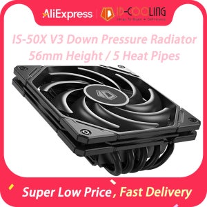 ID-COOLING IS-50X V3 56mm 높이 5 히트파이프 다운 프레셔 라디에이터 4PIN PWM 저소음 인텔 LGA1200/1700 AMD AM4/AM5 호환