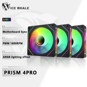 ICE Whale Prism 4 PRO PC 케이스 팬 120mm ARGB 순환 미러 조명 효과 PWM 800-1800RPM CPU 쿨러 환기 장치