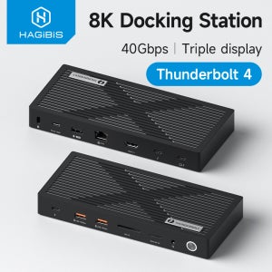 듀얼 모니터 8K/4K 디스플레이 도크가 포함된 Hagibis Thunderbolt 4 허브 Macbook Windows용 Thunderbolt 인증 40Gbps 도킹 스테이션