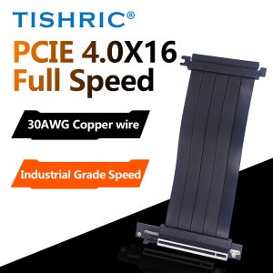 TISHRIC PCIE 4.0 3.0 X16 라이저 케이블 20/30/40/60CM 산업용 차폐 고속 유연 90도 °   비디오 그래픽 카드 연장 코드