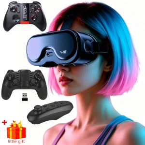 VR 안경 3D 헤드셋 가상 현실 장치 헬멧 Viar 렌즈 고글 스마트폰 휴대폰 스마트 게임 컨트롤러 세트 VR 고글
