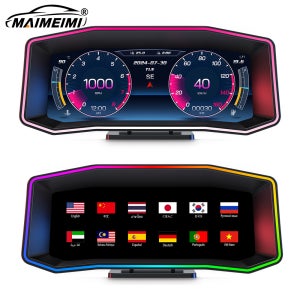 P4 HUD OBD2 및 GPS 자동차 헤드 업 디스플레이 스마트 고화질 속도계 자동 온보드 컴퓨터 연료 마일리지 다국어