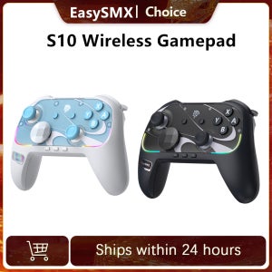 EasySMX S10 TMR 조이스틱 RGB 컨트롤러 무선 게임패드, 스위치 1/2/PC/폰/TV/스팀 호환, 웨이크업 기능, 포켓몬용