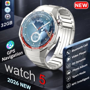 글로벌 버전 NEW 워치 5 32GB 대용량 메모리 스마트 워치 GPS 내비게이션 음악/비디오 플레이어 챗 GPT NFC 스포츠 트래커 HD 통화 워치