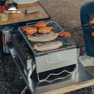 CAMPINGMOON MS-1018-W 두꺼운 304 스테인레스 스틸 방풍 스토브 그릴 메쉬 그릴 그릴드 생선 바베큐 메쉬