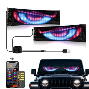 2개입 자동차 트럭 프로그래머블 RGB LED 사인 매트릭스 픽셀 패널 야간 조명 DIY 스크롤링 텍스트 데빌스 아이 애니메이션 디스플레이 스크린