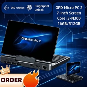 GPD 마이크로PC 2 7인치 휴대용 포켓 UMPC 인텔 i3-N300 윈도우 11 24H2 Pro 16GB 램 고속 노트북 SSD