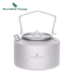 Boundless Voyage 1L 티타늄 주전자 가볍고 빠른 가열 물 끓이기 용기 하이킹 피크닉 여행용 Ti3099D