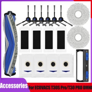 ECOVACS T30 PRO OMNI / T30S PRO/ YEEDI M12 Pro+ 진공 로봇 롤러 브러시, 사이드 브러시 HEPA 필터 먼지 봉투 부품 교체