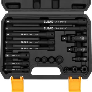 ELEAD 18피스 임팩트 소켓 연장 세트 스위블 유니버설 조인트 1/4 3/8 1/2 드라이브 소켓 연장 바 어댑터 세트 자동차용
