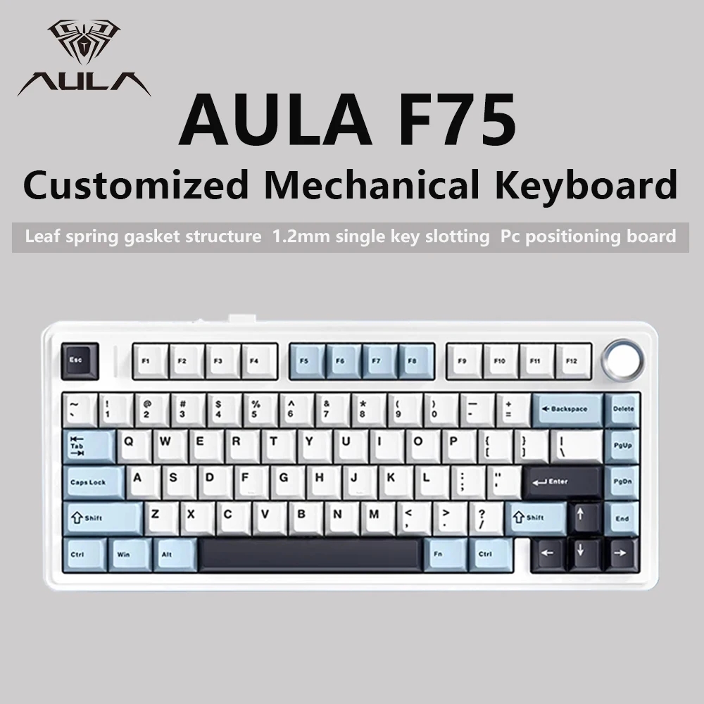 AULA F75 2.4G 무선 블루투스 유선 게임용 기계식 키보드, RGB 맞춤형 75% 레이아웃, OEM 프로파일 개스킷 구조 대표 이미지