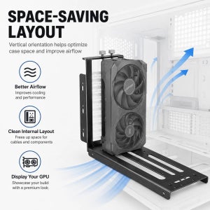 수직 GPU 마운트 브래킷 2슬롯 그래픽 카드 홀더 (하드웨어 eGPU 도크 포함) 외장 GPU 도킹 스테이션 (블랙, 나사 키트 포함)