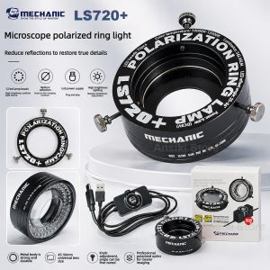 MECHANIC LS720+ 반사 방지 현미경 편광 링 라이트 무단계 조광 가능 72 LED PCB 납땜 전자제품 수리용