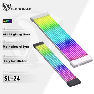 ICE Whale 유연한 RGB LED 라이트 스트립 바 ARGB 보드 커버 컴퓨터 전원 공급 장치 ATX 24PIN GPU 비디오 카드 케이블 및 케이스