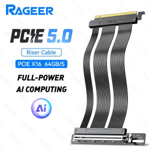 RAGEER PCIe 5.0 X16 라이저 케이블 64Gbps 50/40/RX 9070/RTX5090 시리즈용 4.0과 호환 가능 수직 GPU 마운트 플러그 앤 플레이