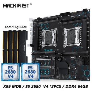 MACHINIST X99 MD8 듀얼 CPU 마더보드 옵션 키트 세트 인텔 제온 E5 2680 V4 LGA2011-3 DDR4 32GB RAM C612 칩 서버 컴퓨터