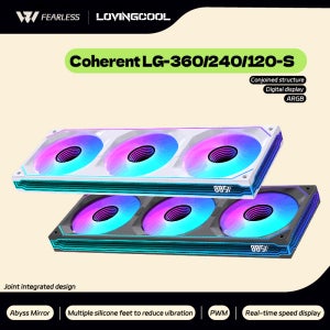 러빙쿨 코히어런트 LG-360/240/120 PC 팬 ARGB 디지털 디스플레이 컴퓨터 시암즈 빌딩 블록 팬 통합 아비스 미러