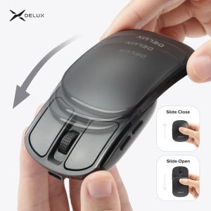 Delux 포켓 접이식 마우스 무선 2.4G Bluetooth5.2 무음 클릭 MacBook 태블릿 컴퓨터 PC 마우스 용 휴대용 초경량 55g