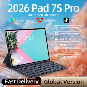 2026 패드 7S 프로 글로벌 에디션 안드로이드14 태블릿 PC 스냅드래곤8 2세대, 오리지널 5G 태블릿 HD 4K, 22GB + 2TB, 듀얼 SIM WIFI GPS WPS