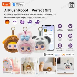 Tuya 스마트 AI 플러시 로봇(LED 눈 및 음성 제어 포함), 대화형 스마트 장난감 USB 충전식 동반자 어린이 선물/스마트 홈