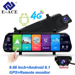 E-ACE 차량용 블랙박스 FHD 1080P 4G 안드로이드 10인치 스트리밍 ADAS 기록 장치 (옵션) 1080P 후방 카메라 내장형 블랙박스