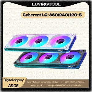 러빙쿨 코히런트 LG-120/240/360 ARGB 디지털 디스플레이 PC 팬 컴퓨터 케이스 시암즈 빌딩 블록 팬 통합 아비스 미러