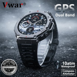 VWAR T-Rex 3 Pro 울트라 듀얼 밴드 GPS 군용 스마트 워치 48mm 10ATM 방수 나침반 고도계 스마트워치 남성용