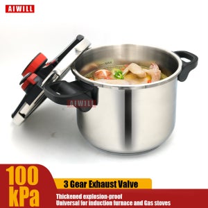 AIWILL 다기능 압력 제한 방폭 빠른 요리, 304 스테인레스 스틸, 3 기어 압력 쿠커, 2L, 6L, 8L