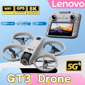 레노버 4.3인치 화면 GT3 드론 듀얼 카메라 광학 흐름 위치 인식 장애물 회피 LED 조명 RC 쿼드콥터 어린이 장난감 선물