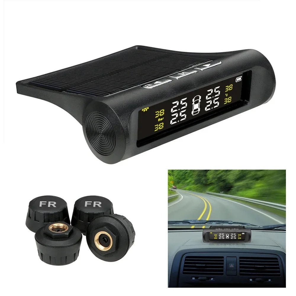 TPMS 태양광 타이어 압력 센서 자동차 타이어 압력 모니터링 시스템 4개의 휠 내부 외부 센서 포함 대표 이미지