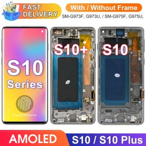 삼성에 적합한 갤럭시 S10 플러스 LCD 디스플레이, 디지털 터치 스크린, 삼성에 적합한 S10 + G975F 용, 프레임 포함