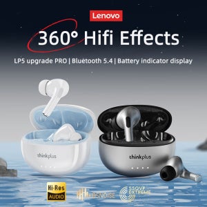 레노버 LP5 Pro 무선 블루투스 5.4 이어폰 TWS HiFi 사운드 헤드폰 이어버드 게임용 스포츠 헤드셋 마이크가 있는 터치 컨트롤