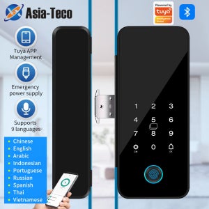 Tuya 앱/TTLock 애플리케이션과 협력하여 RFID 카드 지문 잠금 장치와 호환되는 프레임리스 유리 슬라이딩 도어를 제어합니다.