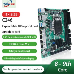 C246 ITX NAS 마더보드 8 SATA 3.0 4*I226 2.5G 2*M.2 NVME 2*DDR4 PCIE 16X NAS 보드 LGA1151 8세대/9세대 코어 CPU I3