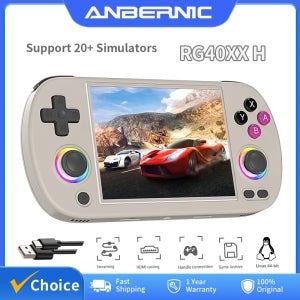 ANBERNIC RG40XX H 휴대용 게임 콘솔 Linux 64 비트 시스템 4.0 인치 IPS 3200mAh 레트로 비디오 게임 콘솔 64G 5000+ 게임 선물