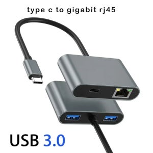 1000Mbps 이더넷 LAN 네트워크 어댑터 USB C 기가비트 어댑터 Type-C - RJ45 어댑터 60W PD Type-C 포트 & 2개의 USB 3.0 포트