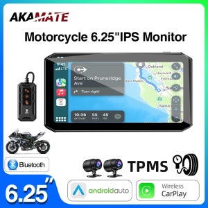 오토바이 레코더 CarPlay 안드로이드 자동 네비게이션 모니터 원격 제어 DVR 블루투스 BSD 차량 속도 디스플레이 6.25 인치
