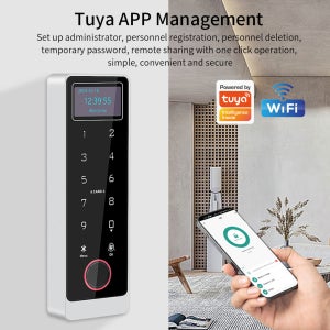 Tuya 앱 지원 LCD 화면 액세스 제어 Wifi 원격 도어 잠금 컨트롤러 오프너 지문 IC 카드 NFC 잠금 해제 방수 IP67
