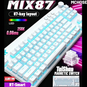 MCHOSE 믹스 87 마그네틱 축 케이블 E-스포츠 기계식 키보드 8K+256K 이스포츠 0.08ms 맞춤형 게임 마운트 타이산 축 GT