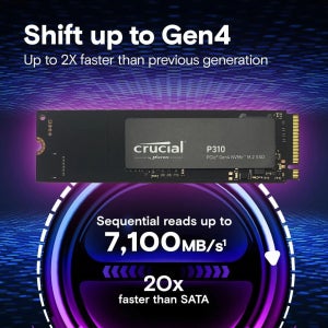 크루셜 P310 1TB 2TB PCIe Gen4 NVMe M.2 SSD 최대 7100MB/s 또는 M.2 SSD 히트싱크 (SKU 선택), 내장형 솔리드 스테이트 드라이브, OEM