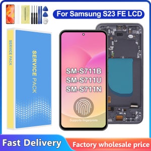 삼성 S23FE S711 S711B S7110 S711U 디스플레이 용 슈퍼 AMOLED 삼성 S23 FE LCD 디스플레이 터치 스크린 어셈블리 프레임 포함