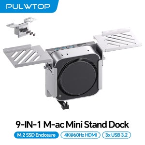 PULWTOP 맥 미니 M4 허브 (M.2 NVMe 8TB SSD 인클로저 미포함), HDMI 4K@60Hz, USB A 10Gbps (맥 미니 M4/M4 Pro 2024용)