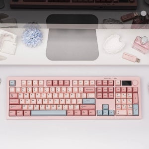 AULA S102 PRO 트리 모델 멤브레인 키보드 무소음 스위치 무선 2.4G 유선 볼륨 노브 TFT 화면 풀 사이즈 PC 사무실 게임용