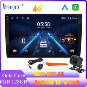 BQCC 2Din 9인치 옥타코어 6GB 128GB 안드로이드 카플레이어 WIFI GPS 4G 카플레이 미러링크 카 모니터 카 라디오