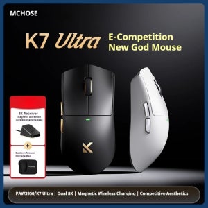 MCHOSE K7 울트라 듀얼 8K 무선 경량 게임용 마우스 플래그십 센서 PAW3950 흡입 충전 베이스