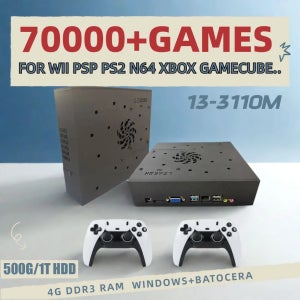 슈퍼 게임 콘솔 X8 프로 70000+ 게임 I3-3110M Wii PS2 DC PSP GAMECUBE 500G 내장 콘솔 윈도우 11 및 바토세라