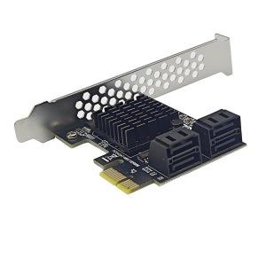 4포트 SATA III PCIe 확장 카드 6Gbps SATA 3.0 - PCI-e 1X 9215 컨트롤러 카드 PCI Express 어댑터 컨버터 (브래킷 포함)