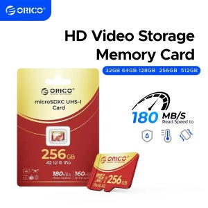 ORICO 64GB microSDXC UHS-I 메모리 카드, 180MB/s, 4K UHD 재코딩, U3, Class10, V30, A1, 액션 카메라용 마이크로 SD, 대시 캠