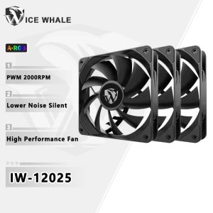 ICE Whale IW-12025 120mm 냉각 팬 4Pin PWM 온도 제어 2000RPM 높은 풍량 음소거 CPU 쿨러 라디에이터 PC 케이스 팬