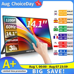 HGFRTEE 14인치 휴대용 모니터 터치/터치 없음 옵션 100%sRGB 400cd/m2 게임용 컴퓨터 XBox PS4/5 스위치용 디스플레이 확장